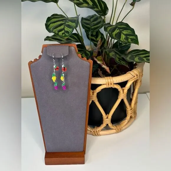 NWT Free People Sweet Treat Fruit Strawberry/Lemon/Grape Beaded Dangle Earrings - Picture 2 of 5